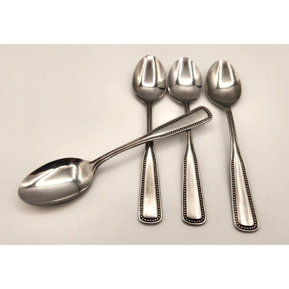 Harbourtown Other - Harbourtown Stainless Flatware Japan Lot of 4 Teaspoons Beaded Handle Vintage